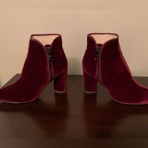 Velvet High Heel Boots Burgundy red